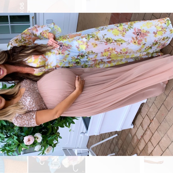 Maya Maternity Bridesmaid v neck maxi tulle dress with sequins - Picture 6 of 7